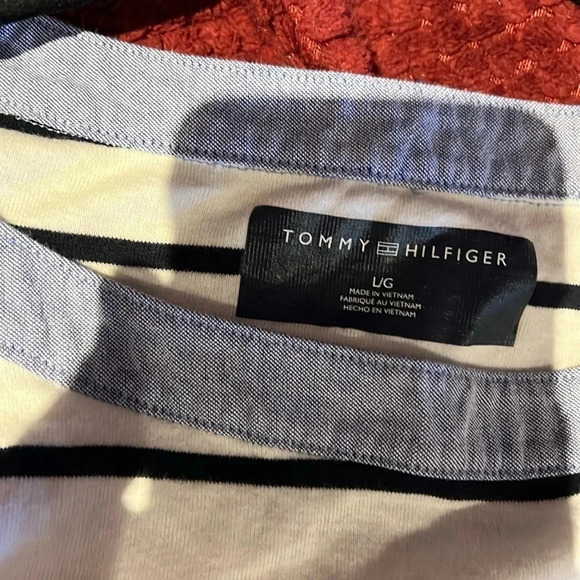 Tommy Hilfiger Blue White Striped Crew Neck Casual Dress Size Large - Picture 4 of 11